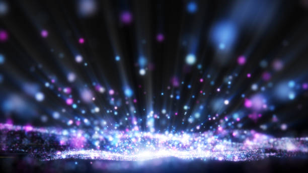 istock Glitter light purple pink blue particles and shine abstract background flickering particles with bokeh effect. 3D Rendering. 1393709374