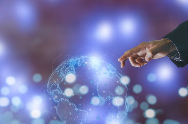 istock Businessman hand touching global network connecting the modern technology using the investment in the Internet network. 1393710676