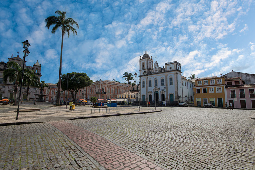 Plaza en el centro histórico de Pelourinho en la ciudad de Salvador Bahía Brasil photo