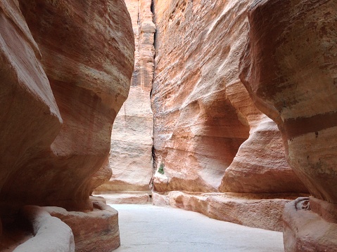 View through the Siq entranceway to Petra