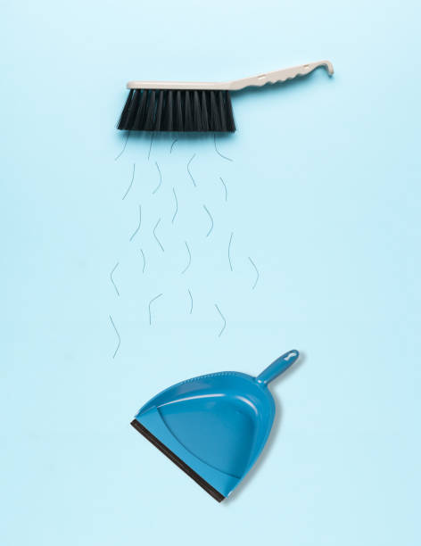 istock Garbage flying from the cleaning brush into a plastic dustpan. 1393722103