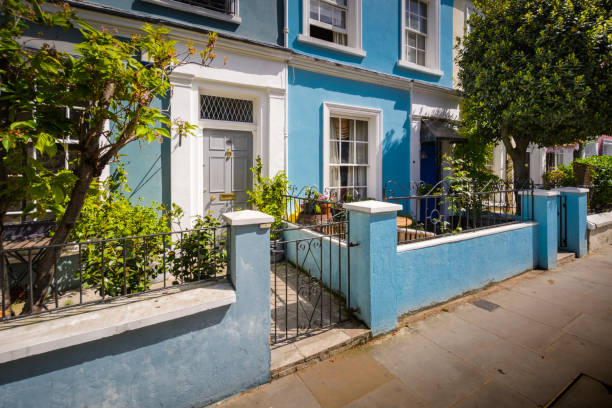istock Colored houses in Notting Hill district at London 1393729049