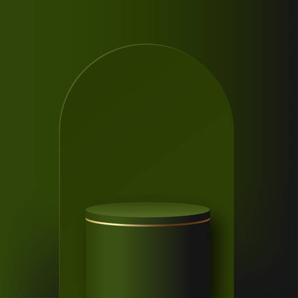 istock Abstract studio room with green and golden color pedestal podium. Vector 1393732083
