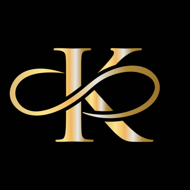 istock Initial letter K logo with swoosh, gold template. Modern K logotype for business and company luxury identity 1393733281
