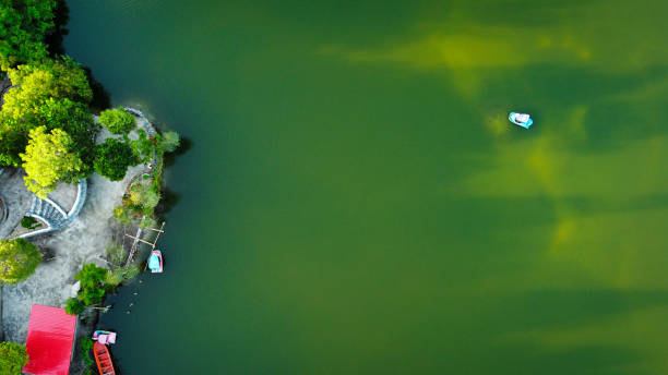 istock Spinning boat on the lake 1393734012