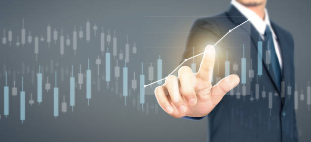 Businessman plan graph growth and increase of chart positive indicators