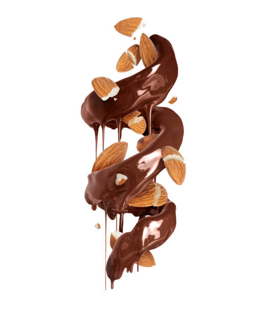 istock Spiral of chocolate with crushed almonds isolated on a white background 1393736278