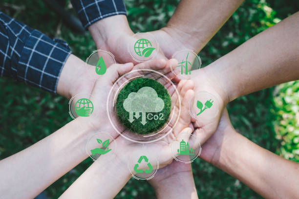 istock Hands adult Teamwork harmony Holding earth on hands. Sustainable development and business based on renewable energy. Reduce CO2 emission concept. 1393736666