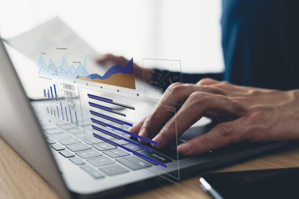 istock Laptop or computer with chart. Business and finance planning concept 1393738174