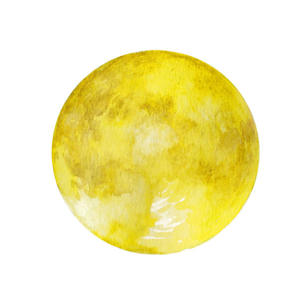 ilustrações, clipart, desenhos animados e ícones de ilustração de aquarela da lua - lua cheia lua