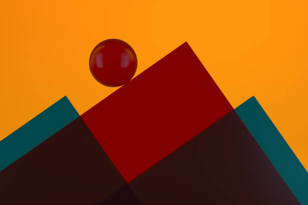 Balance minimal idea concept, sphere on hill, 3d render.