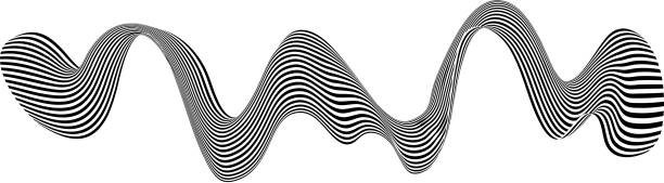 ilustrações, clipart, desenhos animados e ícones de listra abstrata em preto e branco. linha de ondas liquify. perspectiva fita suave. - water surface water sine wave backgrounds