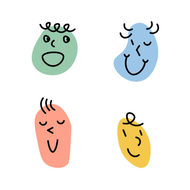 Doodle cartoon emoticons. Isolated icon set. Face symbol. Abstract cartoon design. Vector illustration. stock image. Doodle cartoon emoticons. Isolated icon set. Face symbol. Abstract cartoon design. Vector illustration. stock image. EPS 10. drawing of eye wink stock illustrations