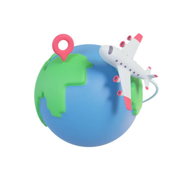 istock Passenger plane flying around the world. Holiday travel idea. 3D Rendering. 1393750730
