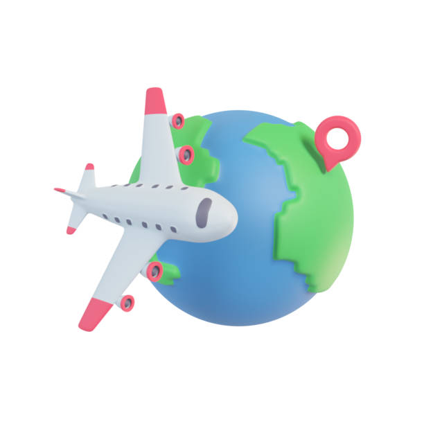 istock Passenger plane flying around the world. Holiday travel idea. 3D Rendering. 1393750738