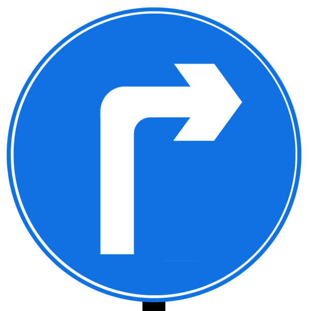 ilustrações de stock, clip art, desenhos animados e ícones de turn right traffic sign - turning right