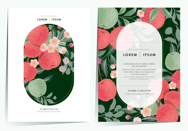 istock Vector illustration of a frame set with apple fruits and flowers. 1393753976