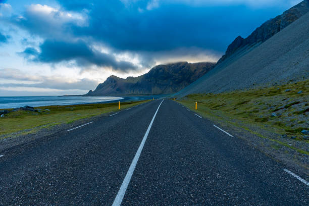istock open high way Route 1 near Eystrahorn in Iceland. 1393754568