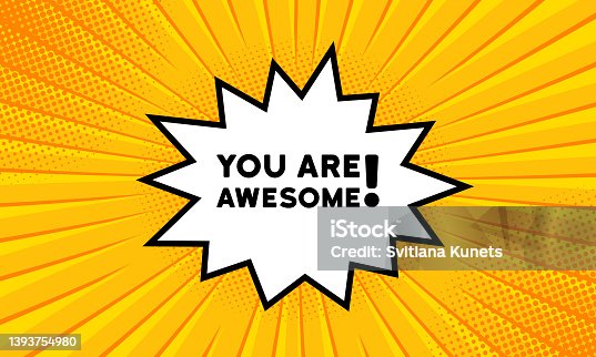 istock Speech bubble with you are awesome text. Boom retro comic style. Pop art style. Vector line icon for Business and Advertising 1393754980
