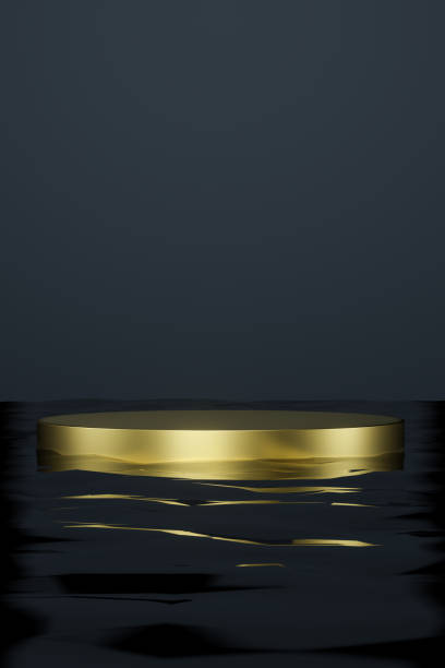istock Golden pedestal in water 1393757237