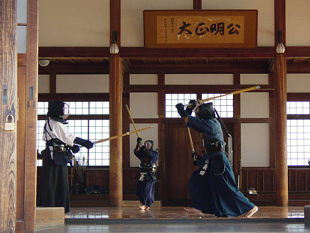 Kendo - martial arts combat Kendo - marital arts combat in Japan kendo stock pictures, royalty-free photos & images