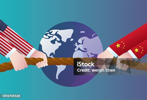 istock The United States and China compete in tug-of-war before the earth, and the economic, trade and political competition between the two countries 1393759328