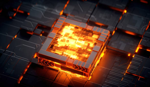 istock 3D rendering of cyberpunk AI. Circuit board. Technology background. Central Computer Processors CPU and GPU concept. Motherboard digital chip. Tech science background. 1393763619