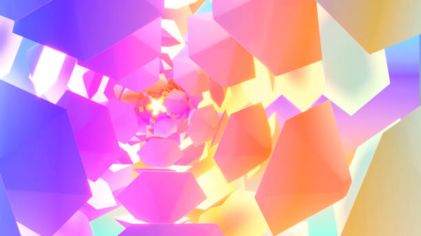 istock pastel purple to orange gradation abstract background hexagon pyramid three-dimensional structure, geometric background, 3d rendering 1393763733