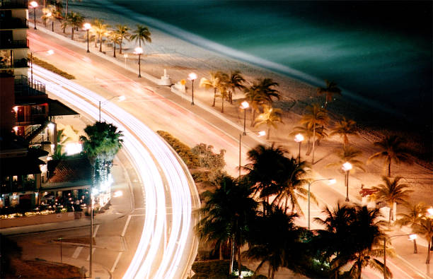 istock Car Light Beams by the beach 139376377