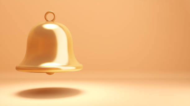 istock golden bells on a light orange background,3d rendering 1393763775