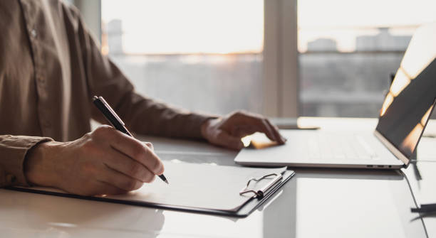 istock Businessman  entrepreneur working in office 1393766806
