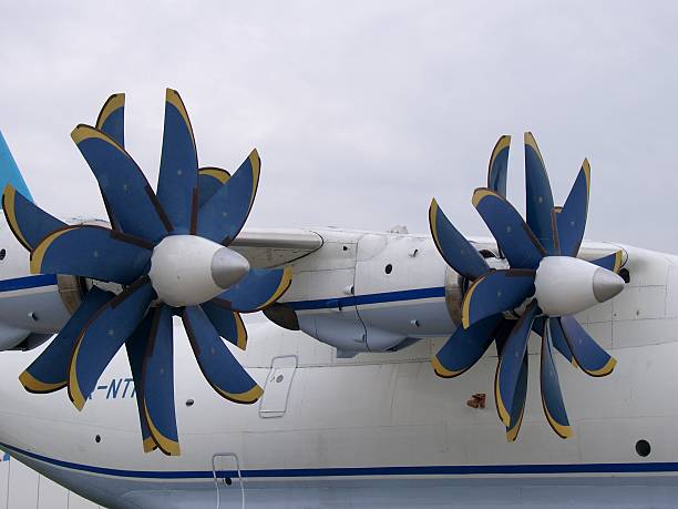 turbopropellers airplan AN-70 stock photo