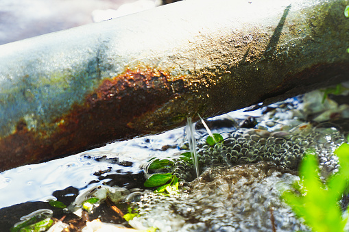 Water leak or breakthrough rusty pipe