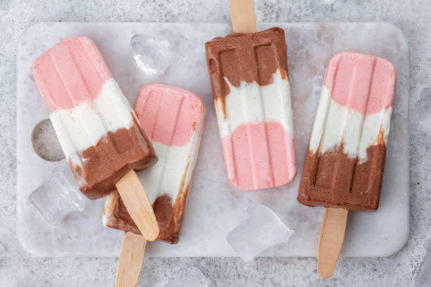 istock Neapolitan yogurt ice cream popsicle 1393767618