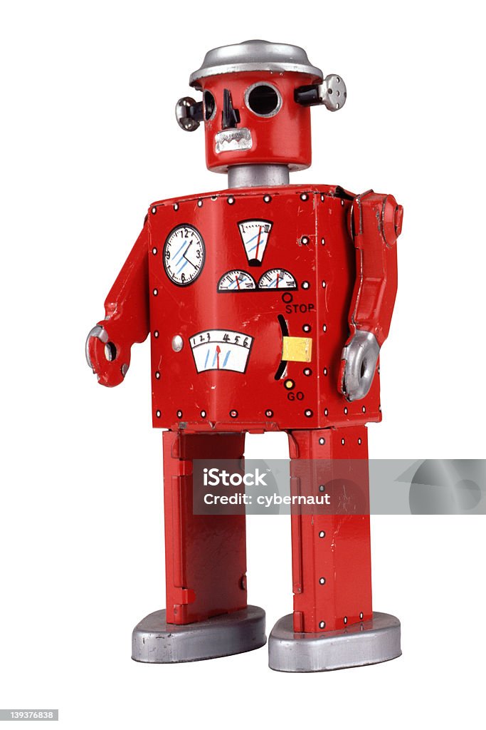 Toy robot 17 A very old toy robot - must be from the fifties. (No unsharpen mask used; clipping path included) Cut Out Stock Photo