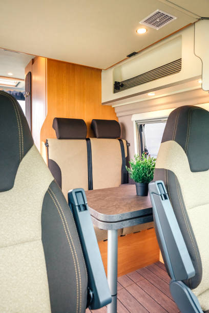 istock Interior of a camper van with table 1393768586