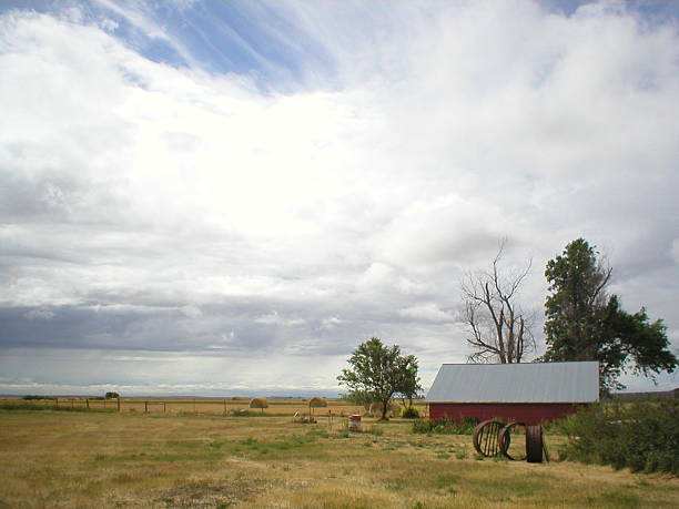 Old Red Chicken house stock photo