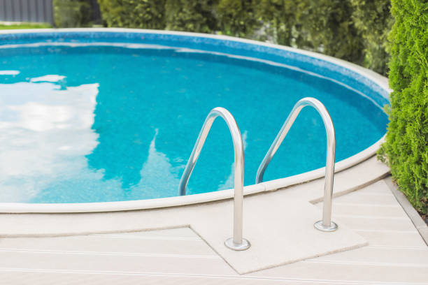 istock Swimming pool. Summer rest. Blue water. Backyard 1393769592