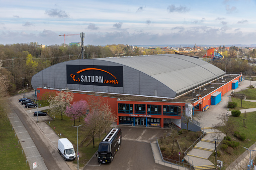 Ingolstadt, Germany: Apr 7th 2022: Saturn Arena is the home arena of professional hockey team ERC Ingolstadt. Team plays in DEL League.