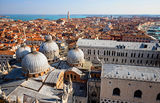 Overlooking the marcus church in venice from campanile de San Marco, 2022