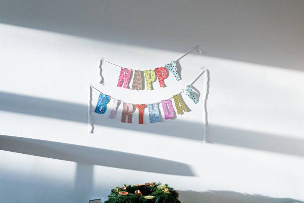 istock Happy birthday decoration on wall 1393770964
