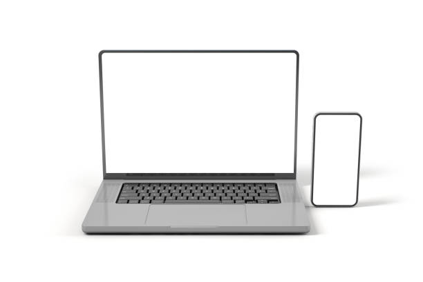 istock Laptop and smartphone device with blank screen, isolated on white background 1393776715