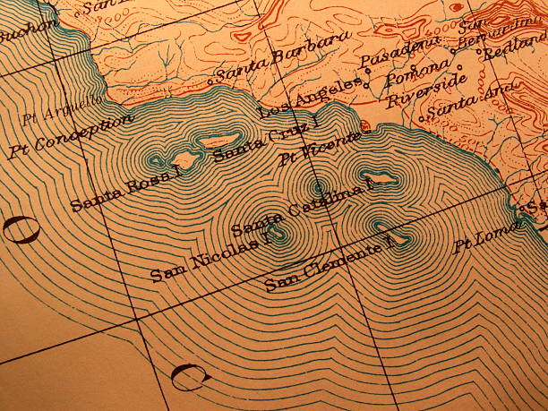 Antique map 1916 government-copyright free. Rich paper texture and warm colors make this a nice  background or decor print. Centered on islands off California coast near Los Angeles.