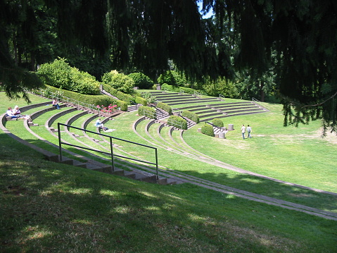 Image of the Washington Park Amphitheater located in the International Rose Test Garden in Portland, OR.