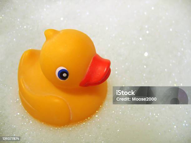 Yellow Rubber Duck In Pool Of Foamy Water Stock Photo - Download Image Now - Animal Body Part, Animal Wing, Beak