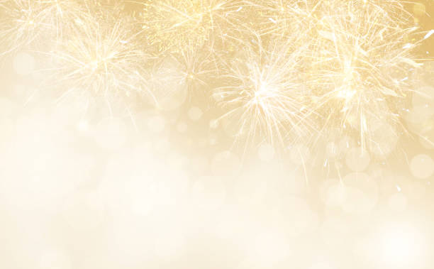 istock Abstract festive background with fireworks, bokeh effect. New Year celebration 1393779860