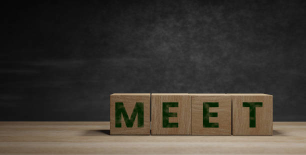 istock Meet in wooden blocks concept 3D Render 1393780626