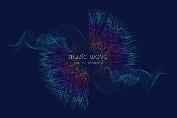Vector illustration of Music poster. Vector abstract background with a colored dynamic waves