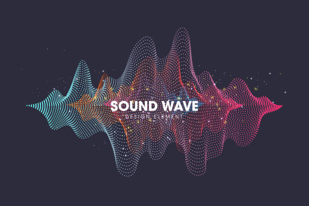 ilustraciones, imágenes clip art, dibujos animados e iconos de stock de ondas sonoras. efecto dinámico. ilustración vectorial con partícula. - sound wave sound mixer frequency wave pattern