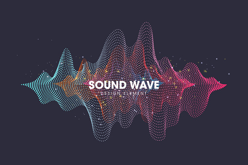 Sound waves. Dynamic effect. Vector illustration with particle.